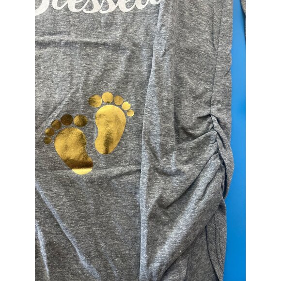 Violet & Ruby 3/4 Sleeve Ruched Maternity Top Grey Size Small NWT - Picture 3 of 7